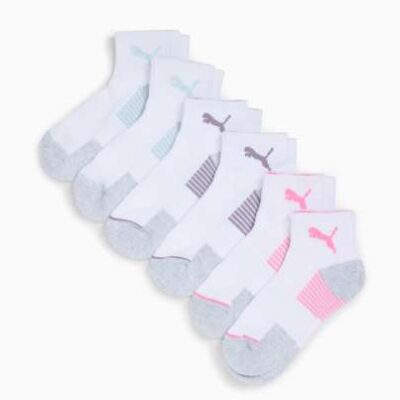 PUMA  Big Kids’ Half-Terry Quarter Crew Socks (3 Pairs)