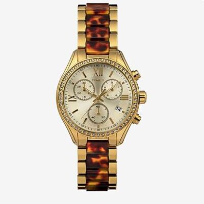 Timex Classic 38mm Chronograph Gold Dial Alloy-Steel Ladies Quartz Watch TW2V74800